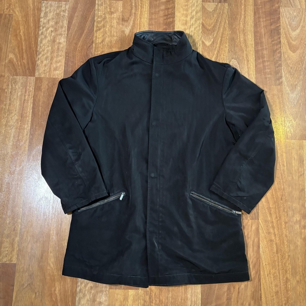 Armani Collezioni Coat Mens 44 Black Water Repellent Mid Length Rain Overcoat